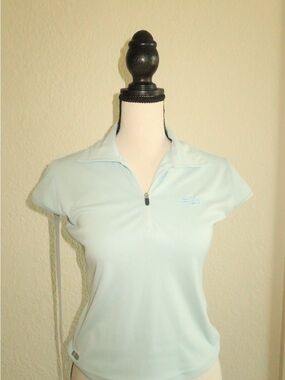 Fila Women's Light Blue Short Sleeve Zip Polo Top